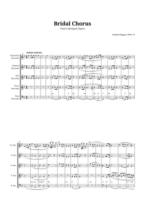 Book cover for Bridal Chorus by Wagner for Recorder Quintet with Chords