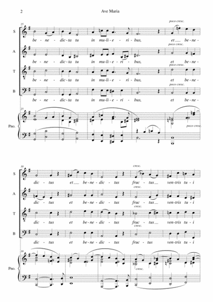 Franck Ave Maria arranged for SATB choir and piano (or organ)