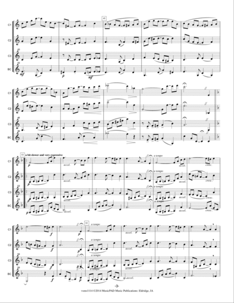 Solace -A Mexican Serenade by Scott Joplin (arranged for clarinet quartet) Clarinet Quartet scores gallery preview page 3