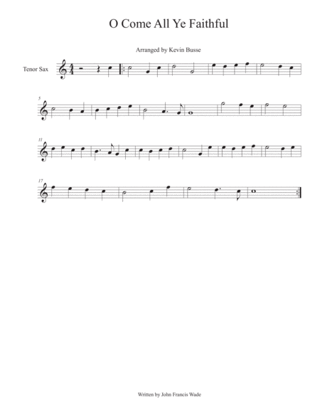 O Come All Ye Faithful - Tenor Sax image number null
