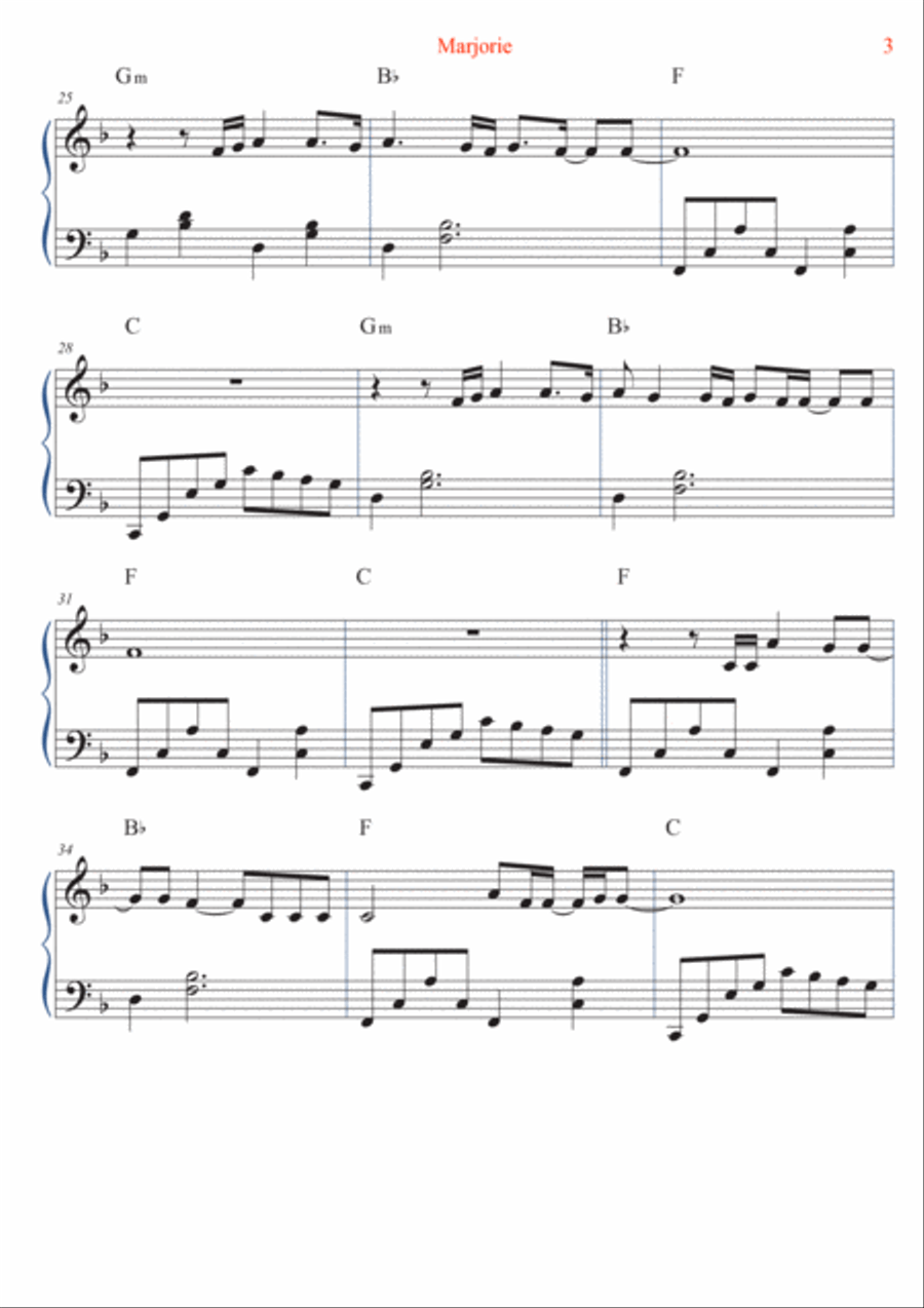 Marjorie Easy Piano scores gallery preview page 3