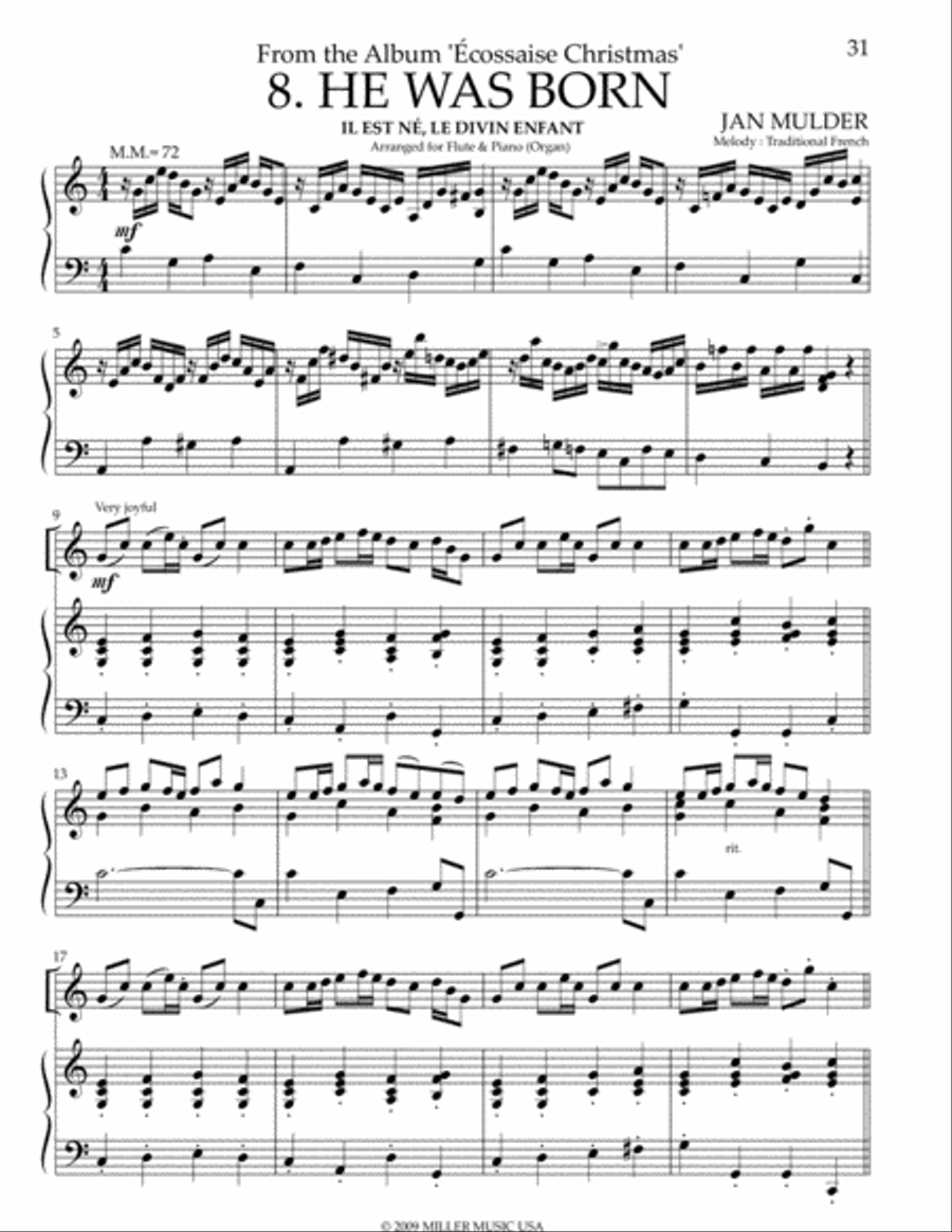 He Was Born Flute Solo scores gallery preview page 1