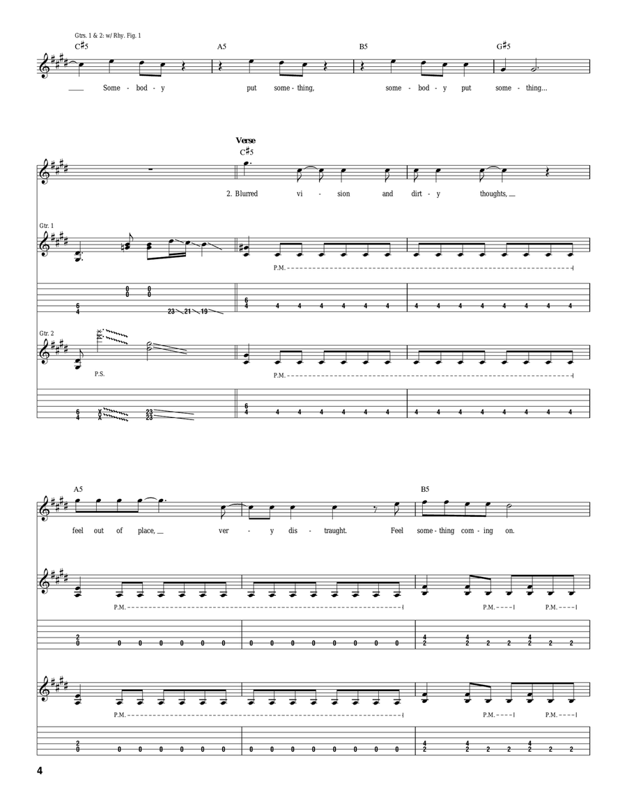 Somebody Put Something In My Drink Guitar Tablature scores gallery preview page 4