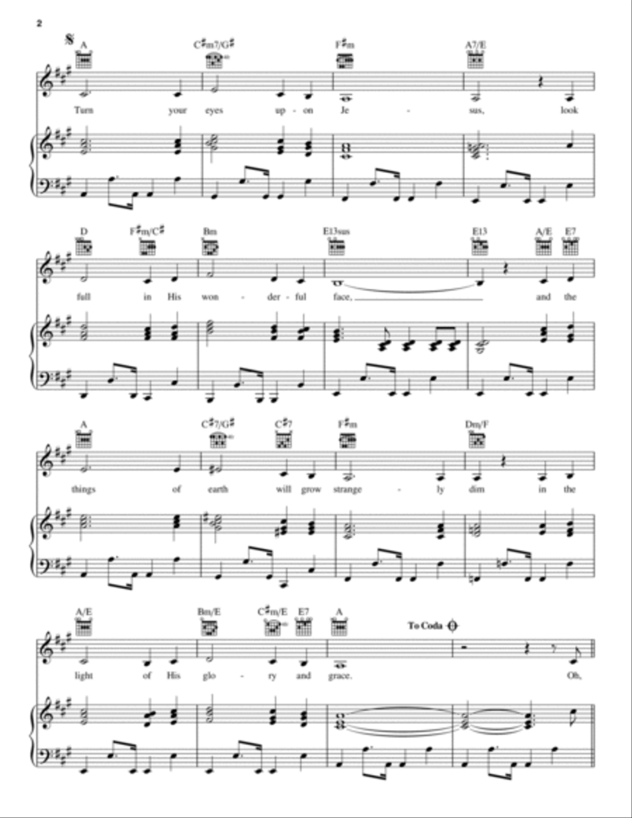 Turn Your Eyes Upon Jesus Piano, Vocal, Guitar scores gallery preview page 2