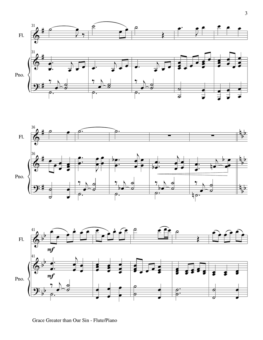 GRACE GREATER THAN OUR SIN (Flute/Piano and Flute Part) Flute Solo scores gallery preview page 3