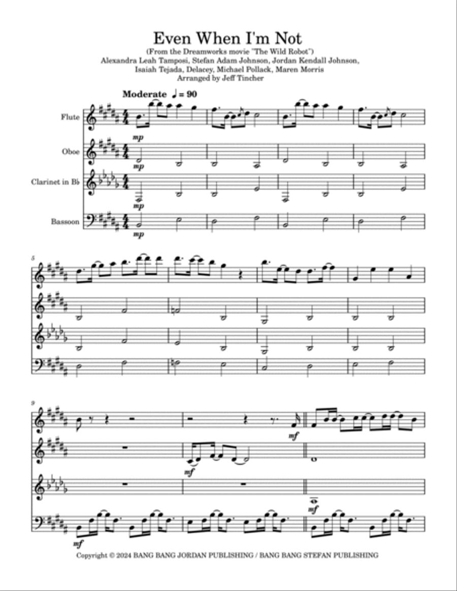Even When I'm Not Woodwind Quartet scores gallery preview page 2