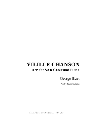 Book cover for VIEILLE CHANSON - Bizet - Arr. for SAB Choir and Piano