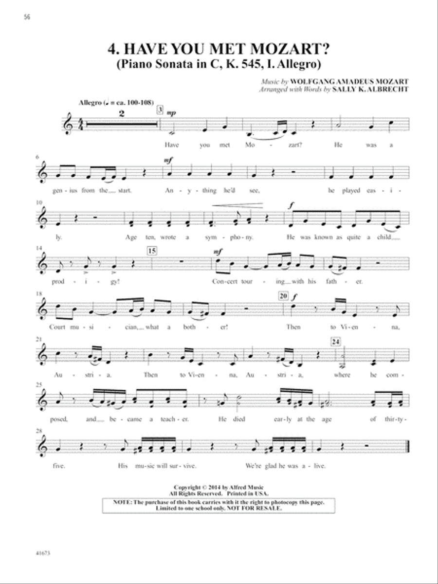 Composer Songs Unison Choir scores gallery preview page 5