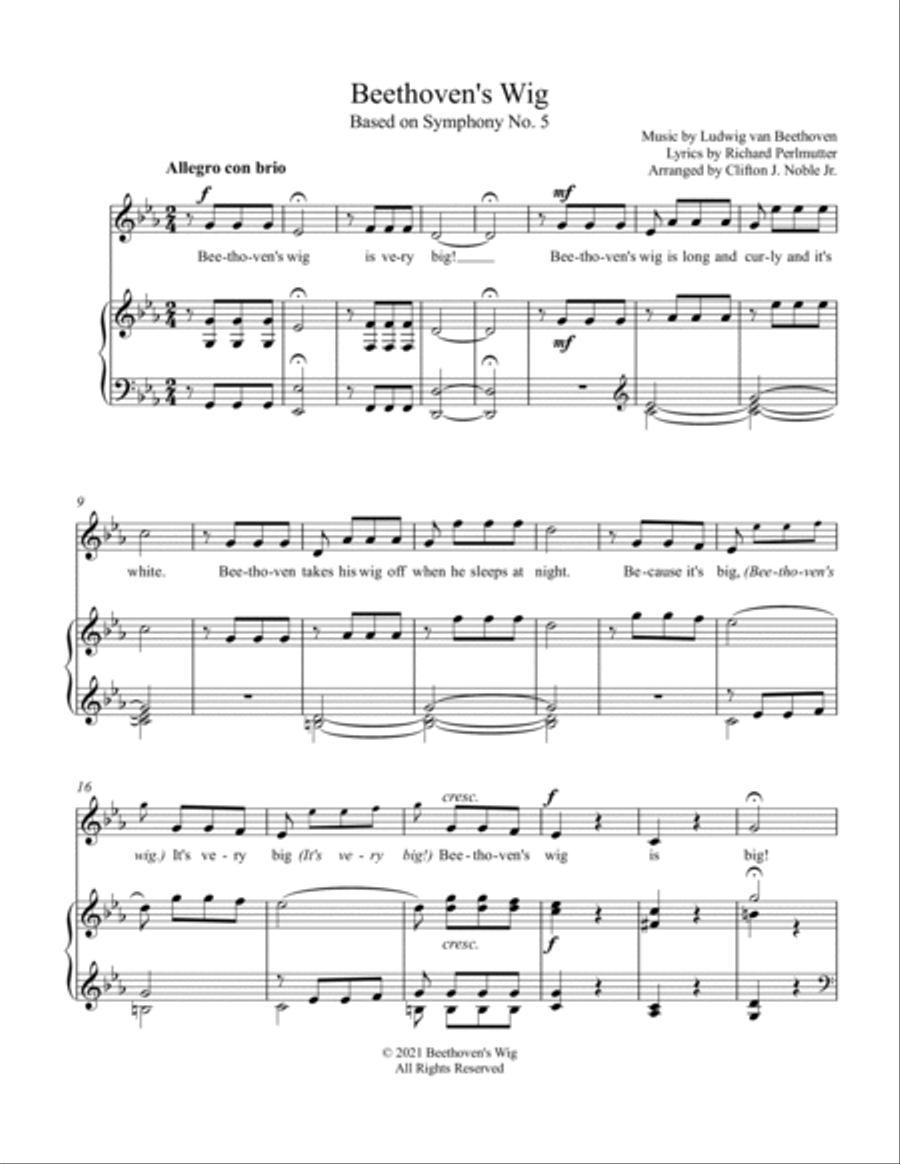 Beethoven's Wig (Music: 5th Symphony, Beethoven) Voice scores gallery preview page 2