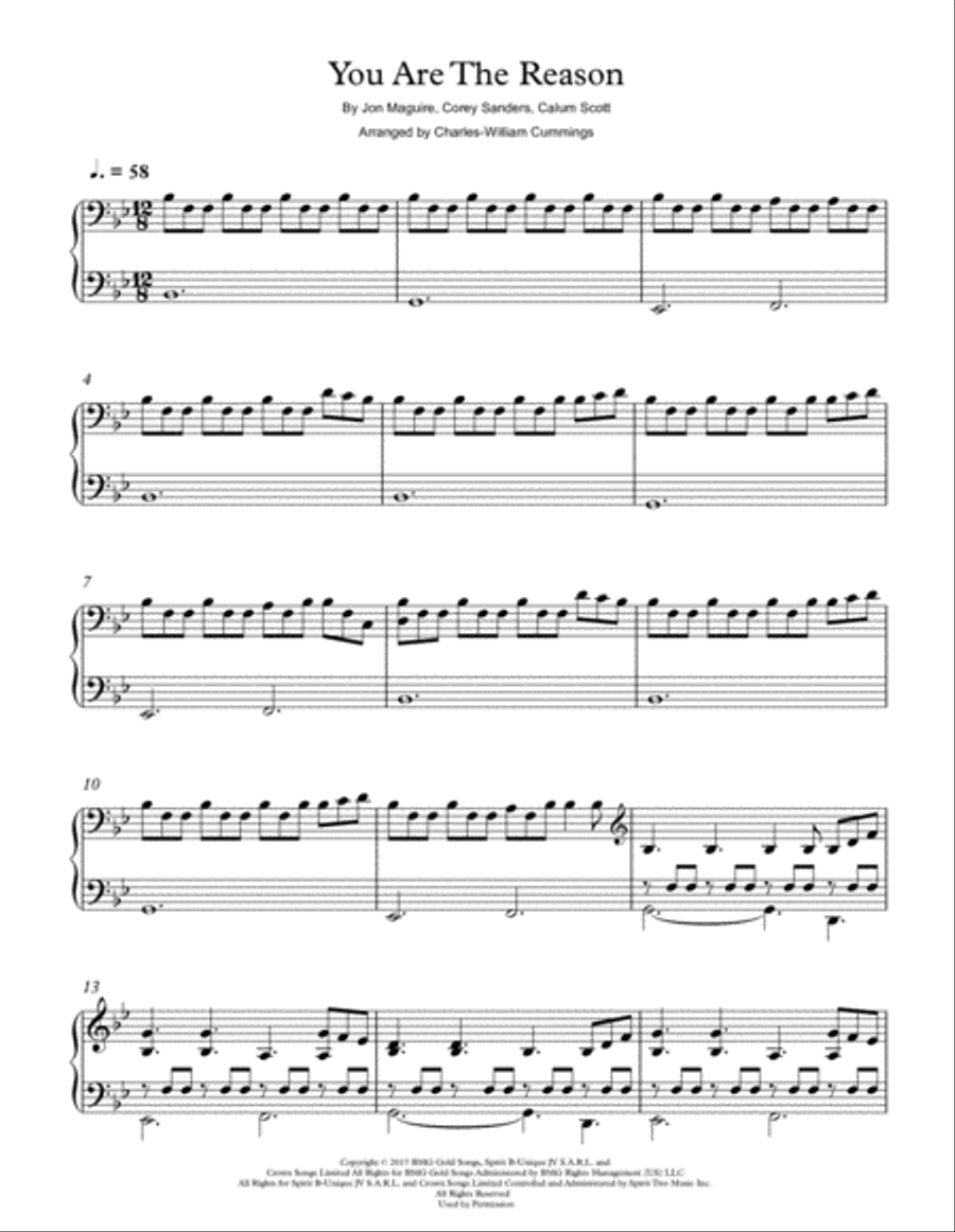 You Are The Reason Piano Solo scores gallery preview page 1