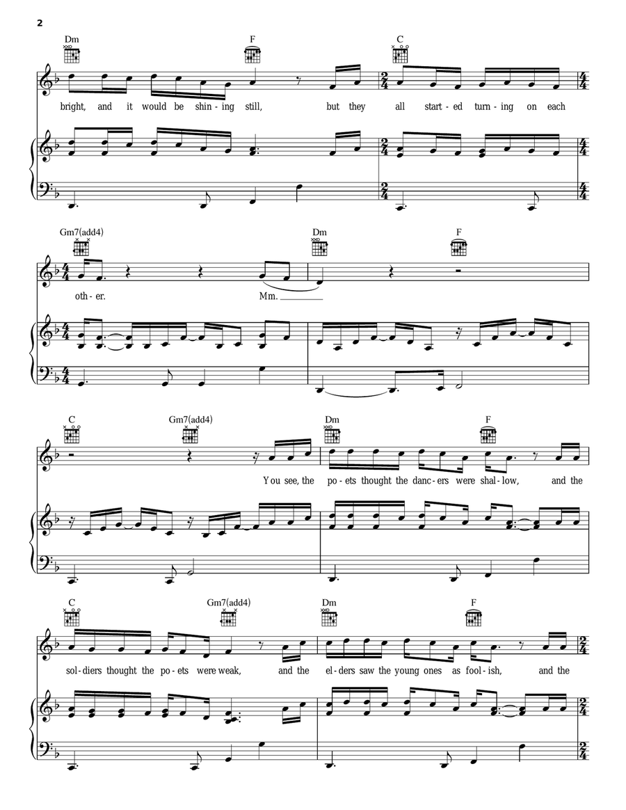 City On The Hill Piano, Vocal, Guitar scores gallery preview page 2