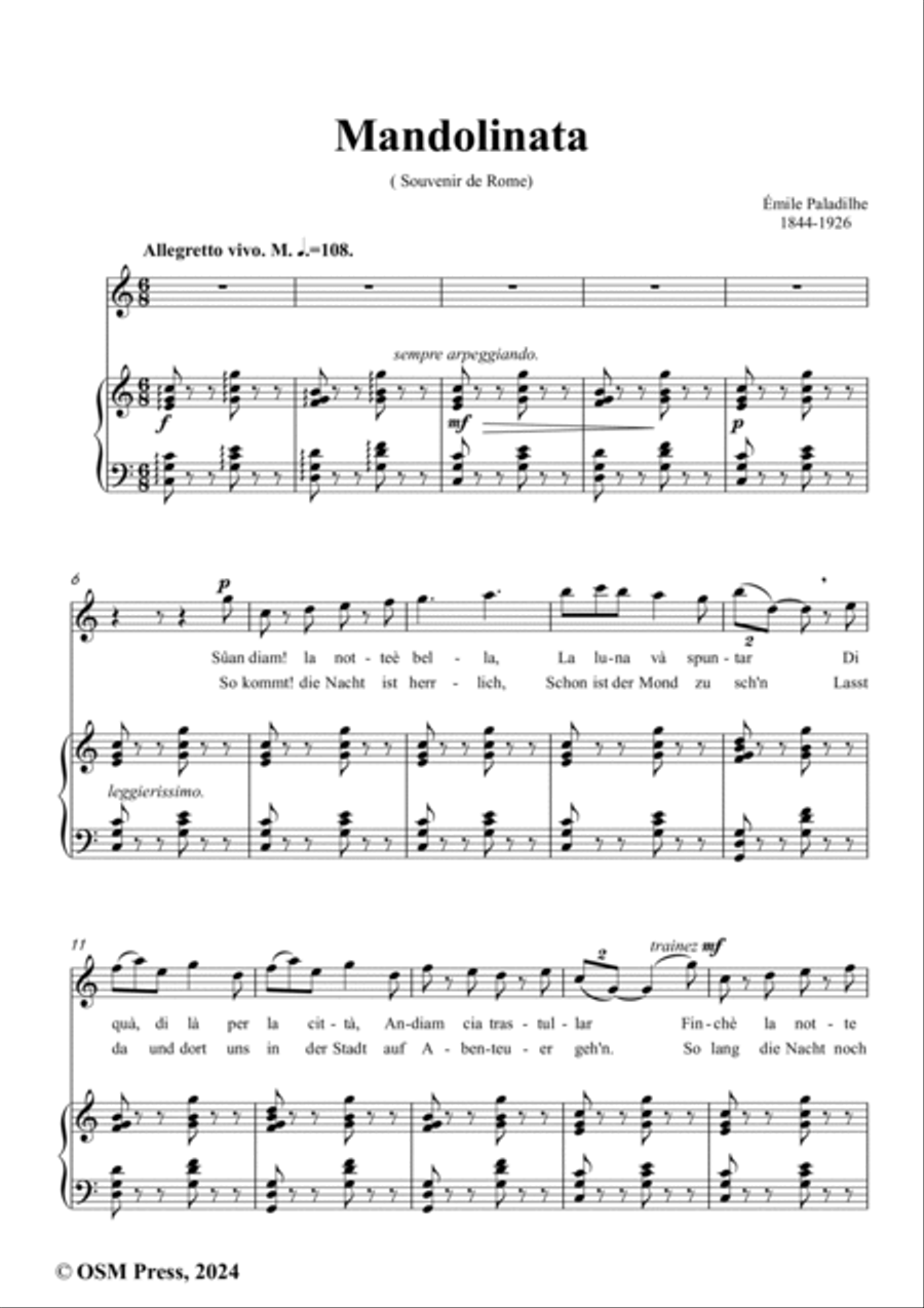 Paladilhe-Mandolinata( Souvenir de Rome),in C Major Voice scores gallery preview page 2