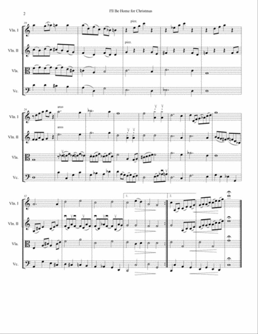 I'll Be Home For Christmas String Quartet scores gallery preview page 2