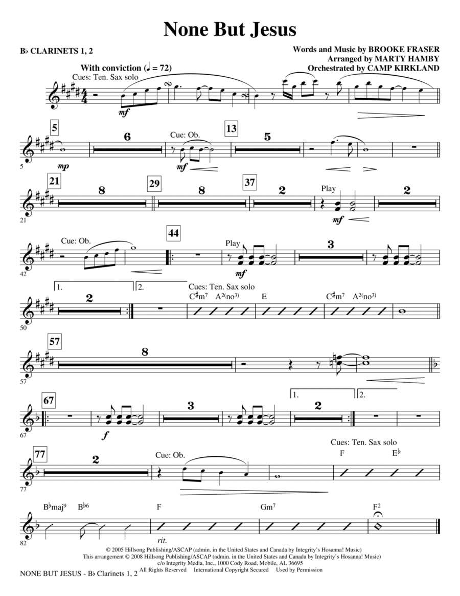 None But Jesus - Bb Clarinet 1 & 2 Choir scores gallery preview page 1