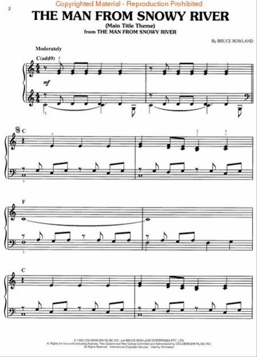 The Man From Snowy River/Jessica's Theme Easy Piano scores gallery preview page 2
