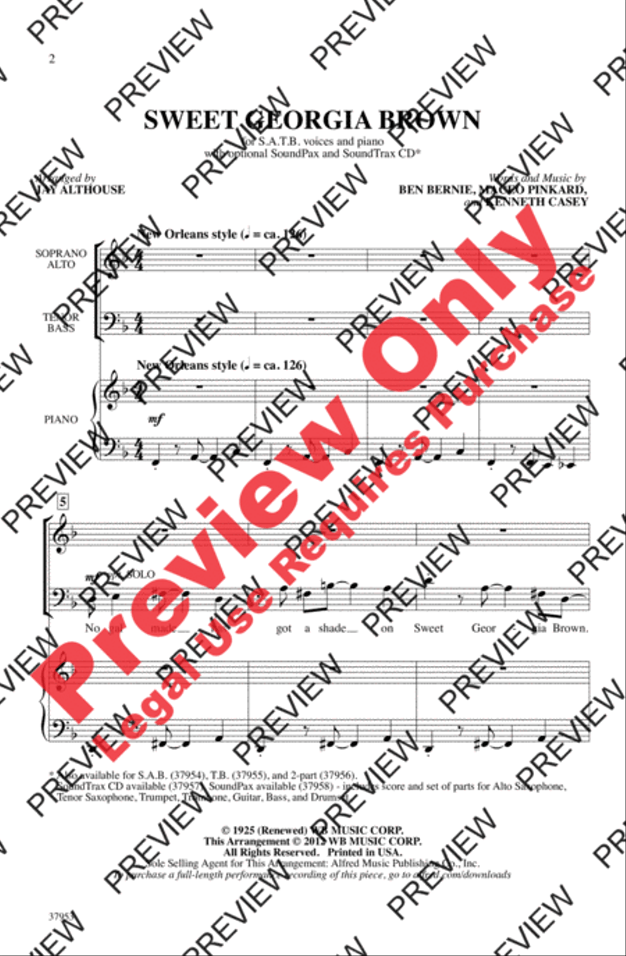 Sweet Georgia Brown 4-Part scores gallery preview page 2