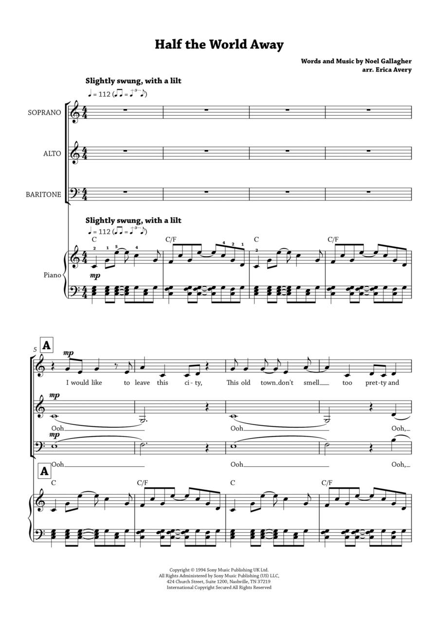 Half The World Away 3-Part scores gallery preview page 1