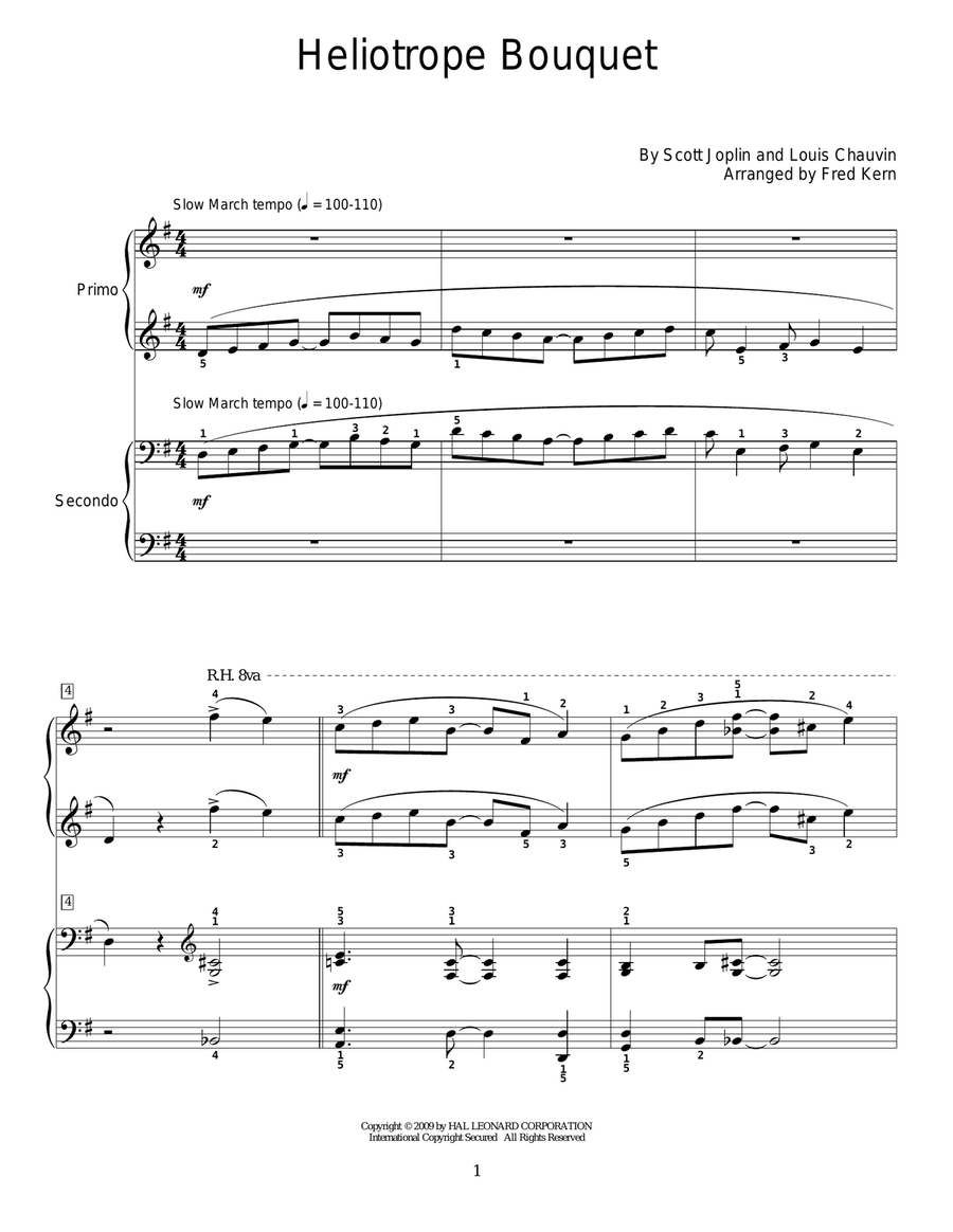 Heliotrope Bouquet Piano Duet scores gallery preview page 1