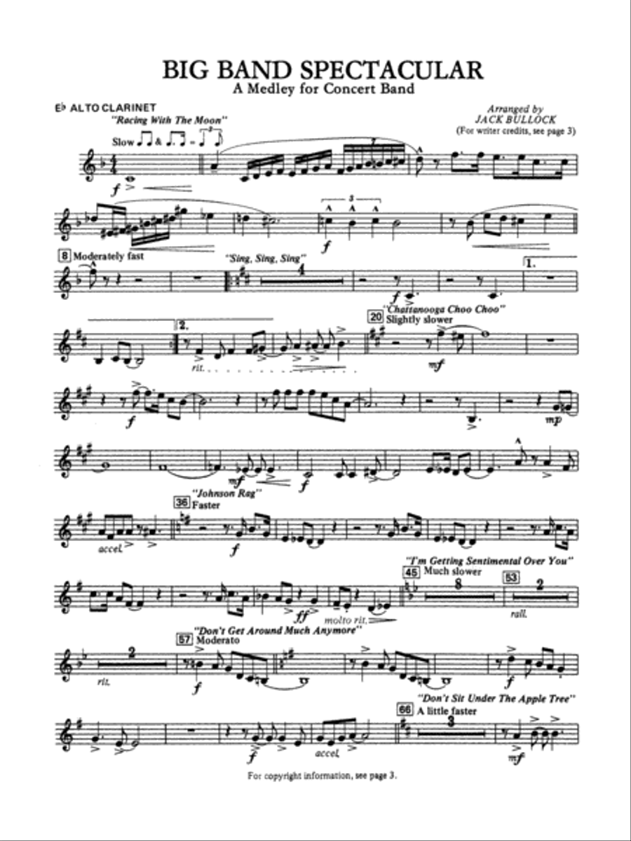 Big Band Spectacular: E-flat Alto Clarinet Concert Band scores gallery preview page 1