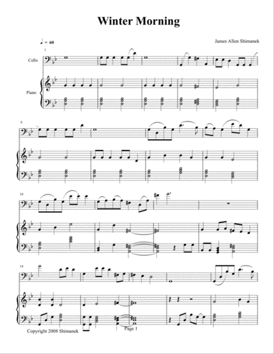 Winter Morning Piano scores gallery preview page 1