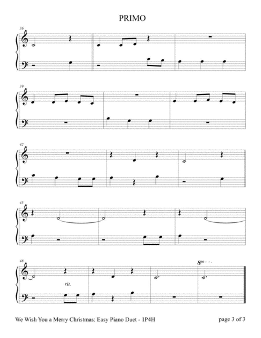 We Wish You a Merry Christmas (Easy Piano Duet; 1 Piano, 4 Hands) Piano Method scores gallery preview page 4