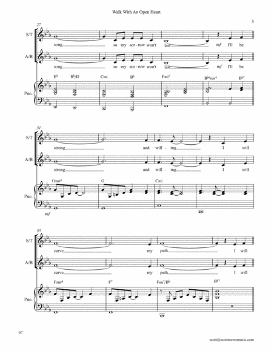Walk With An Open Heart Choir scores gallery preview page 3