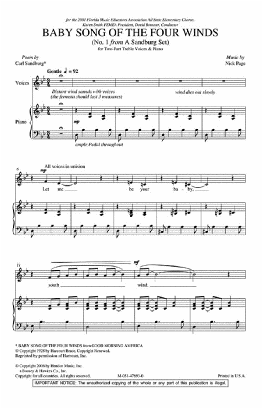 Baby Song of the Four Winds 2-Part scores gallery preview page 2