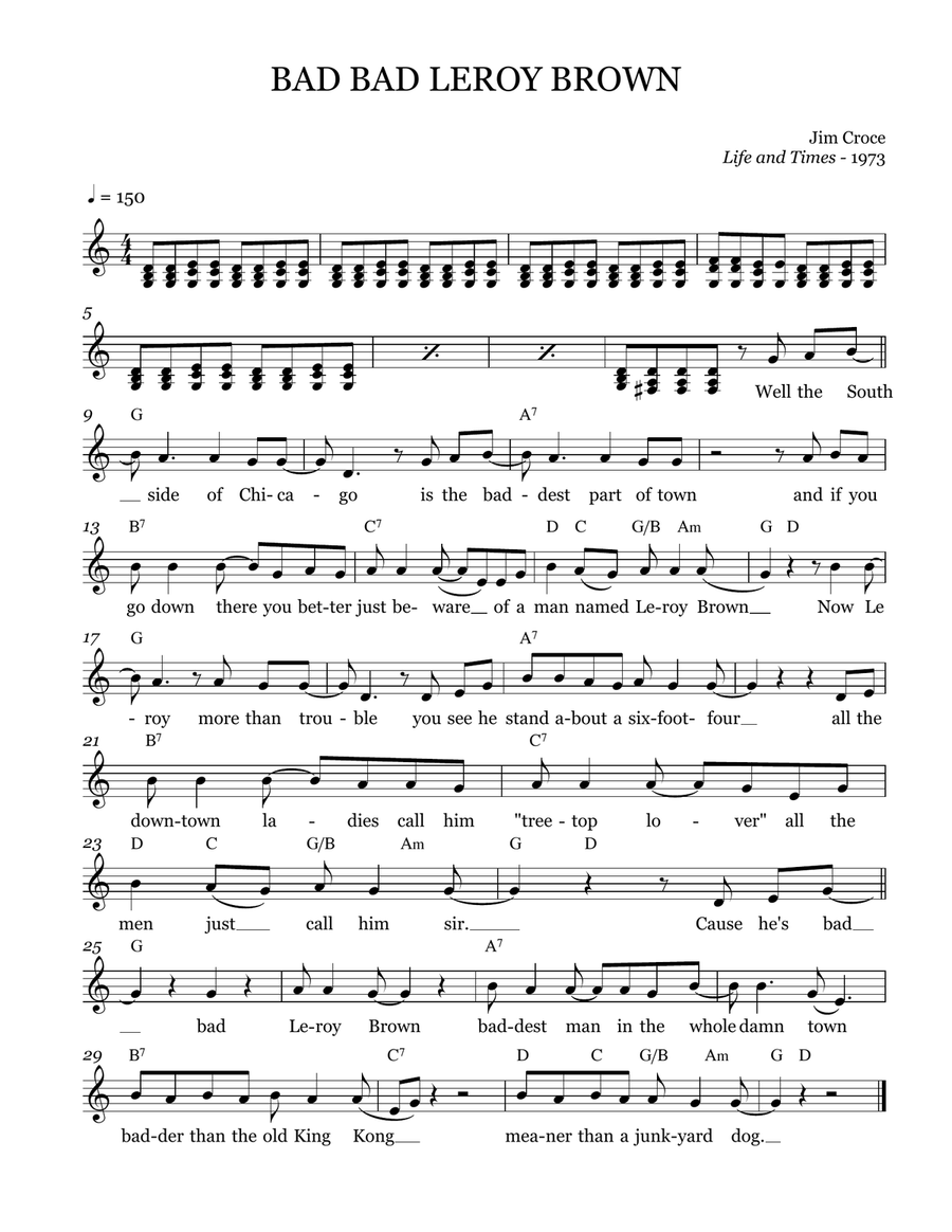 Bad, Bad Leroy Brown Piano, Vocal scores gallery preview page 1