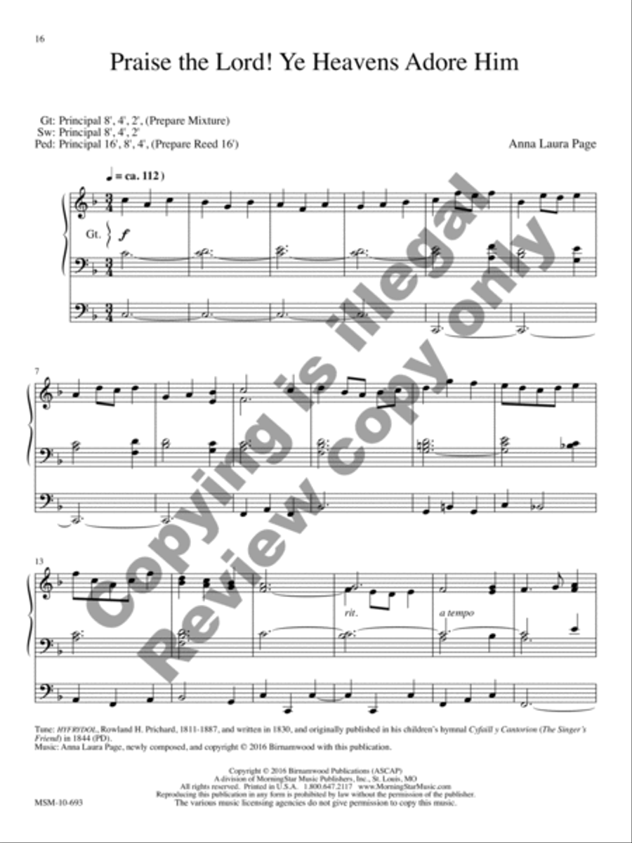 The King of Heaven: Five Hymns of Praise for Organ Organ Solo scores gallery preview page 6