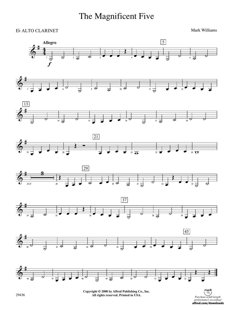 The Magnificent Five: (World Part) E-flat Alto Clarinet