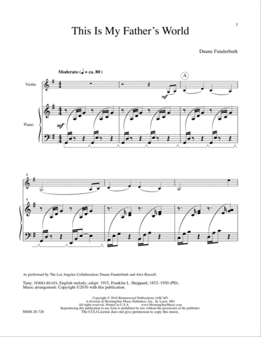 Hymns to the Creator: Two Arrangements for Violin and Piano Violin Solo scores gallery preview page 2