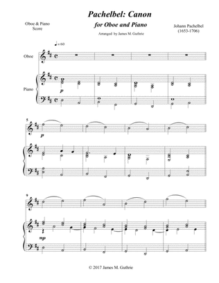 Book cover for Pachelbel: Canon for Oboe & Piano