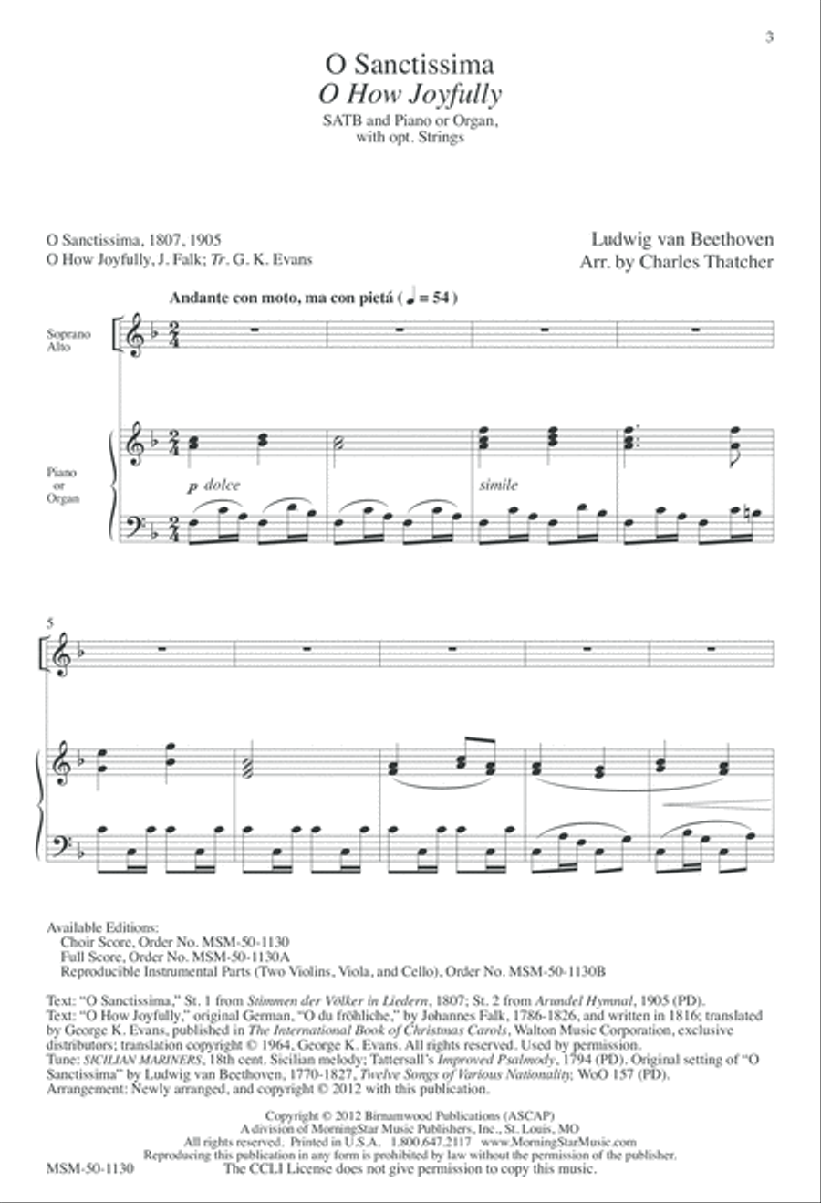 O Sanctissima/O How Joyfully 4-Part scores gallery preview page 2