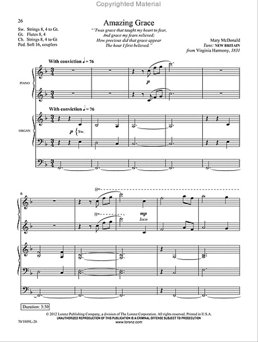 Amazing Grace Organ scores gallery preview page 7