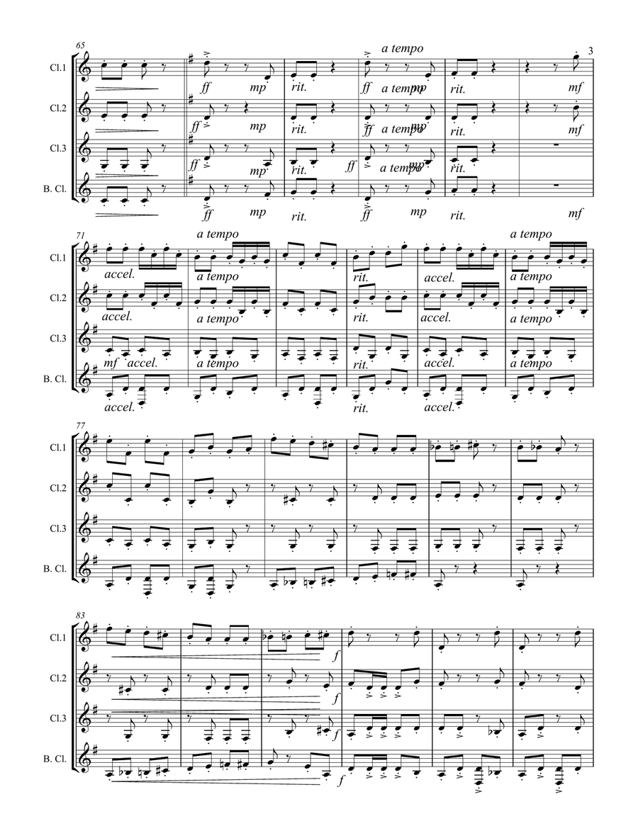 Strauss II – Pizzicato Polka (for Clarinet Quartet) Clarinet Quartet scores gallery preview page 4