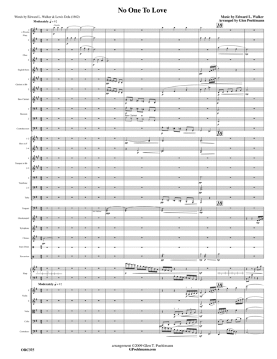 NO ONE TO LOVE (1862) arranged for FULL ORCHESTRA Full Orchestra scores gallery preview page 1