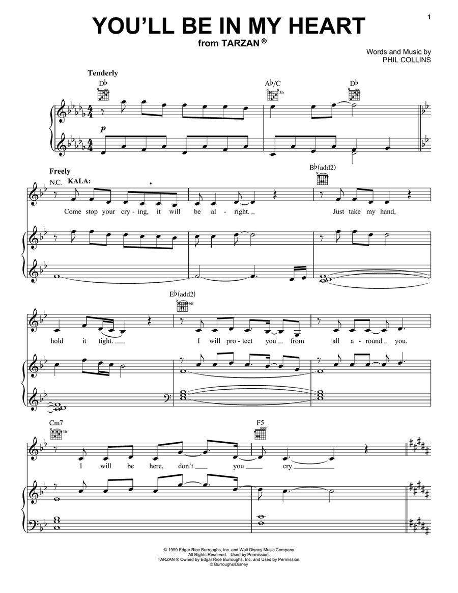 You'll Be In My Heart (from Tarzan: The Broadway Musical) Acoustic Guitar scores gallery preview page 1
