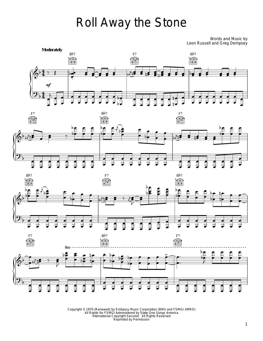 Roll Away The Stone Roll Away The Stone Piano, Vocal, Guitar scores gallery preview page 1