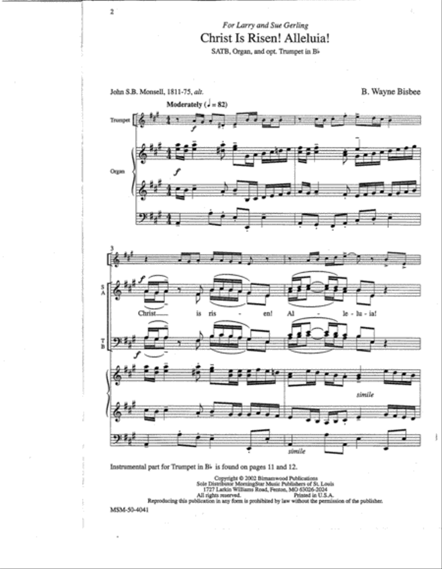 Christ Is Risen! Alleluia! 4-Part scores gallery preview page 2