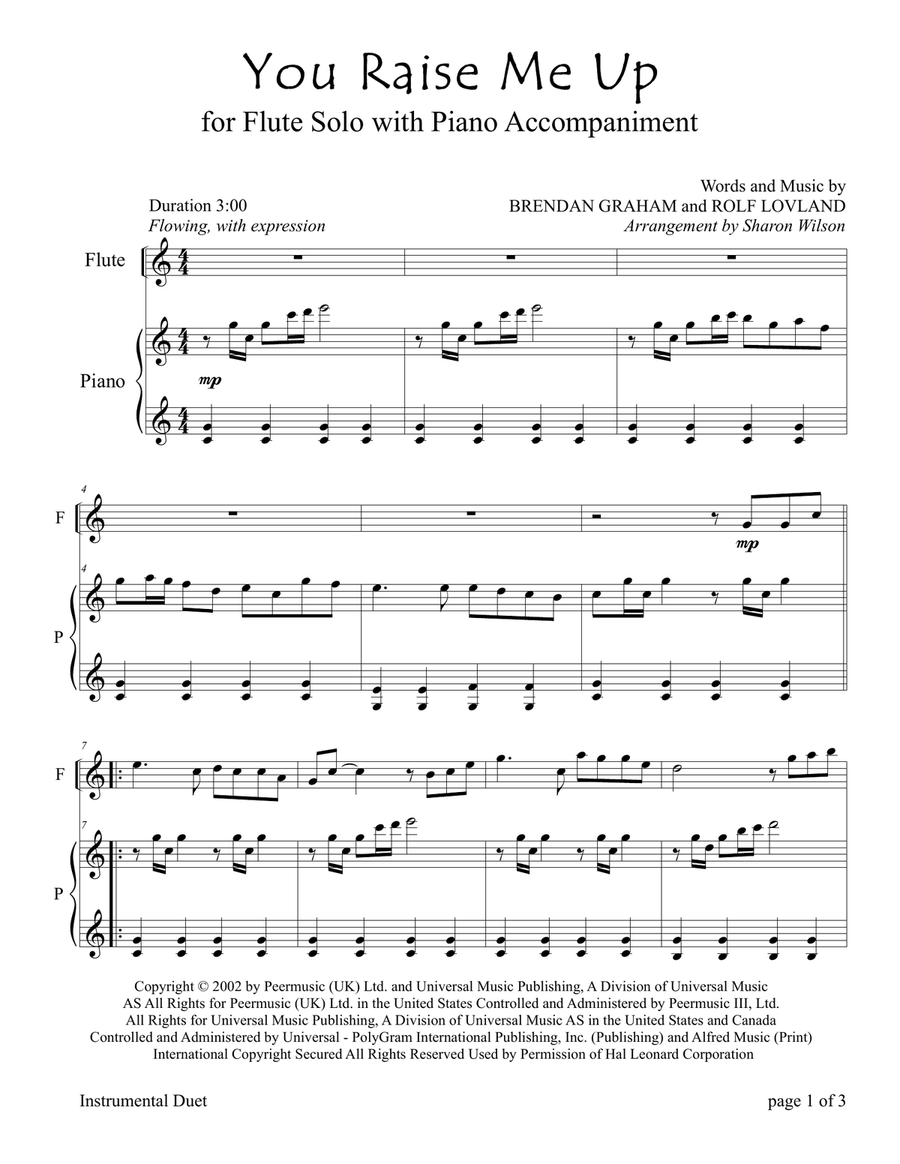 You Raise Me Up Flute Solo scores gallery preview page 2