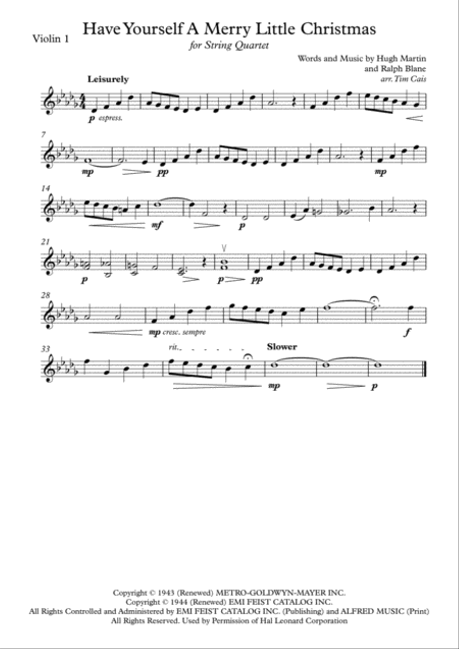 Have Yourself A Merry Little Christmas from MEET ME IN ST. LOUIS String Quartet scores gallery preview page 4