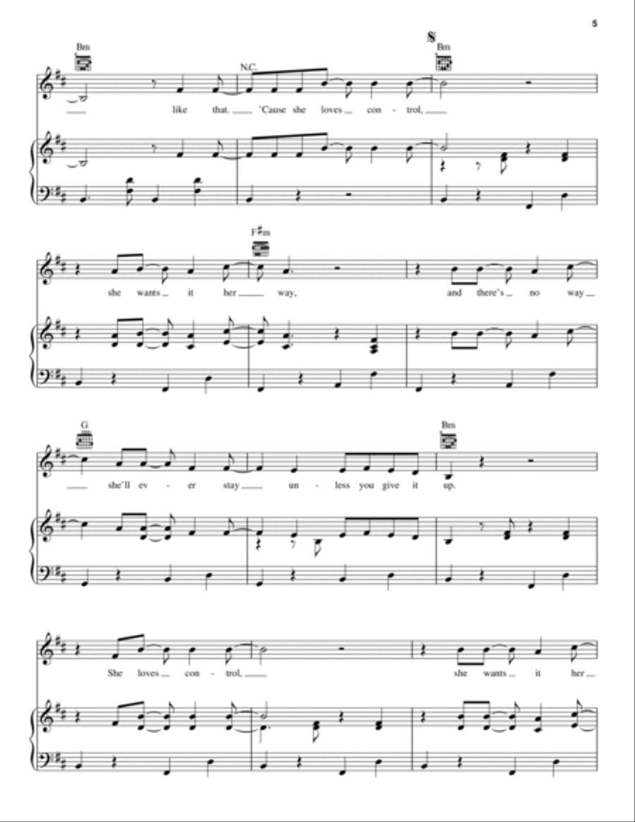 She Loves Control Piano, Vocal, Guitar scores gallery preview page 5