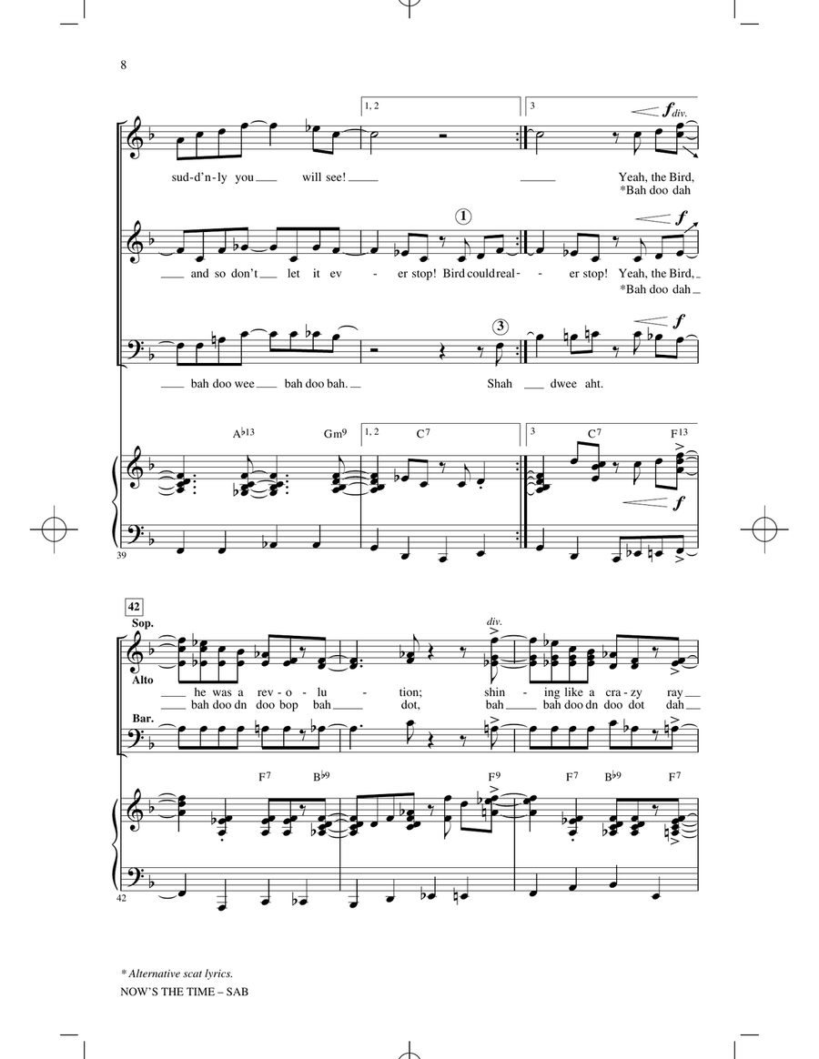 Now's The Time (arr. Kirby Shaw) 3-Part scores gallery preview page 6