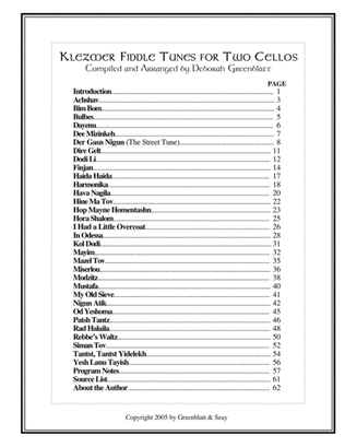 Klezmer Fiddle Tunes for Two Cellos