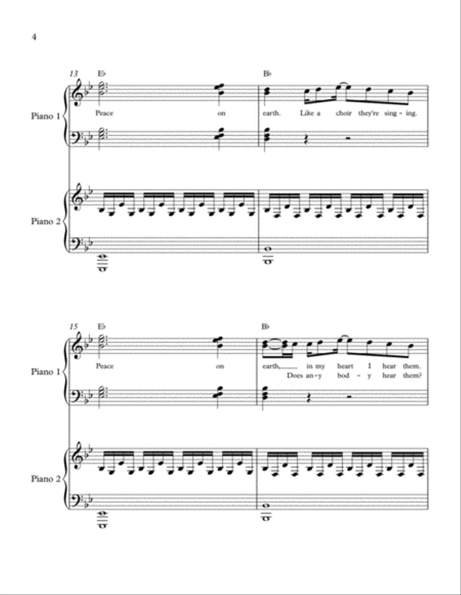 I Heard The Bells On Christmas Day 2 Pianos, 4-Hands scores gallery preview page 4