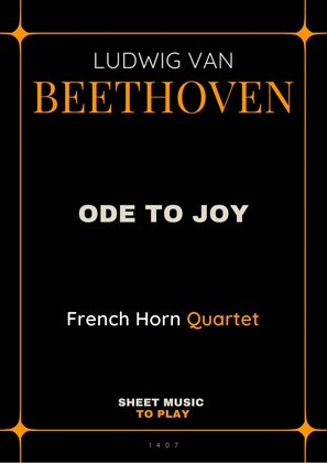 Ode To Joy - Easy French Horn Quartet (Full Score and Parts)