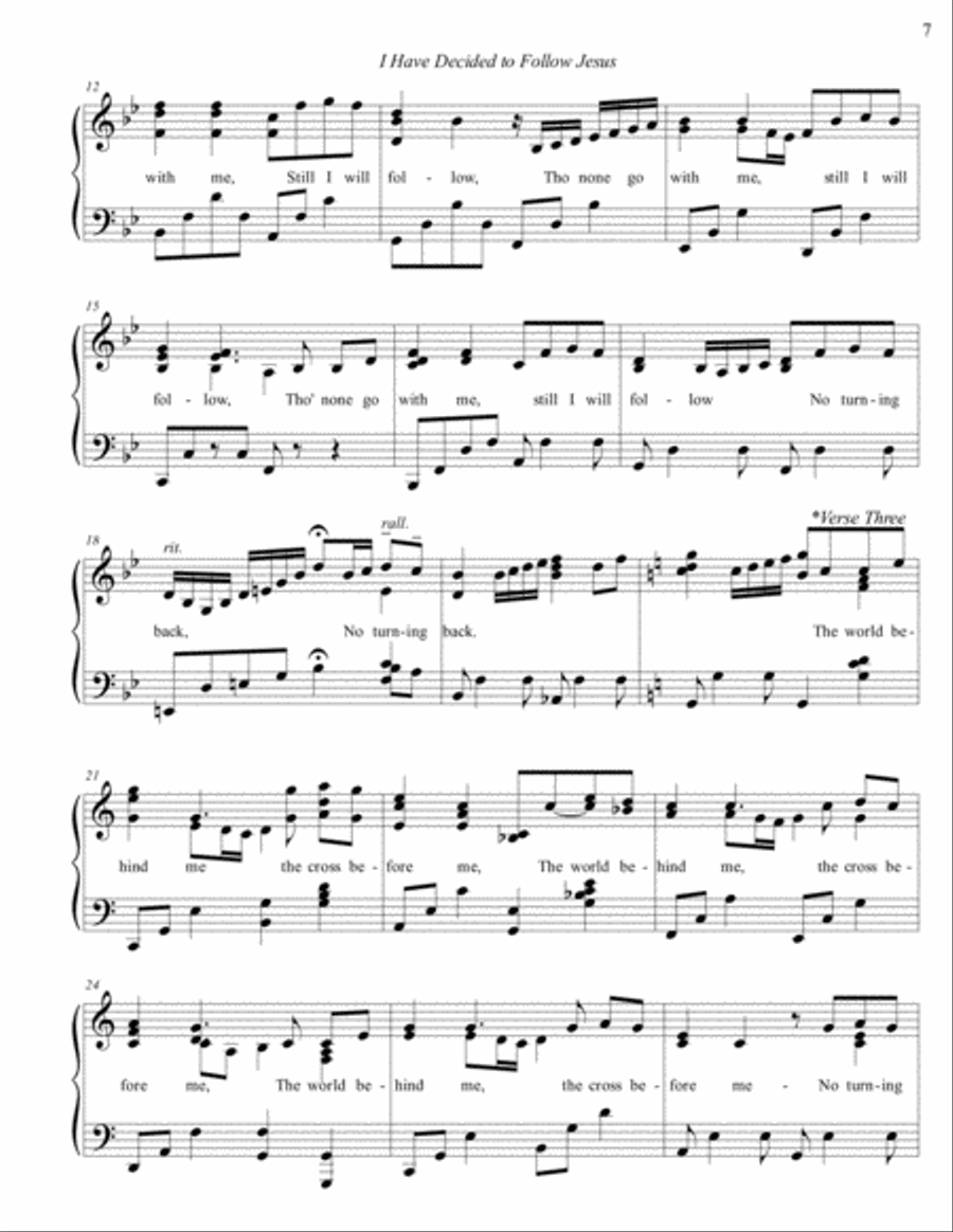 I Have Decided to Follow Jesus Piano Solo scores gallery preview page 2