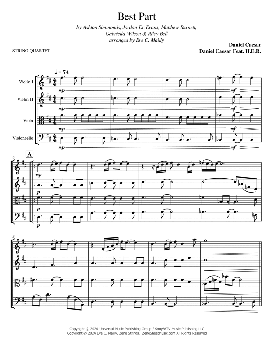Best Part String Quartet scores gallery preview page 1