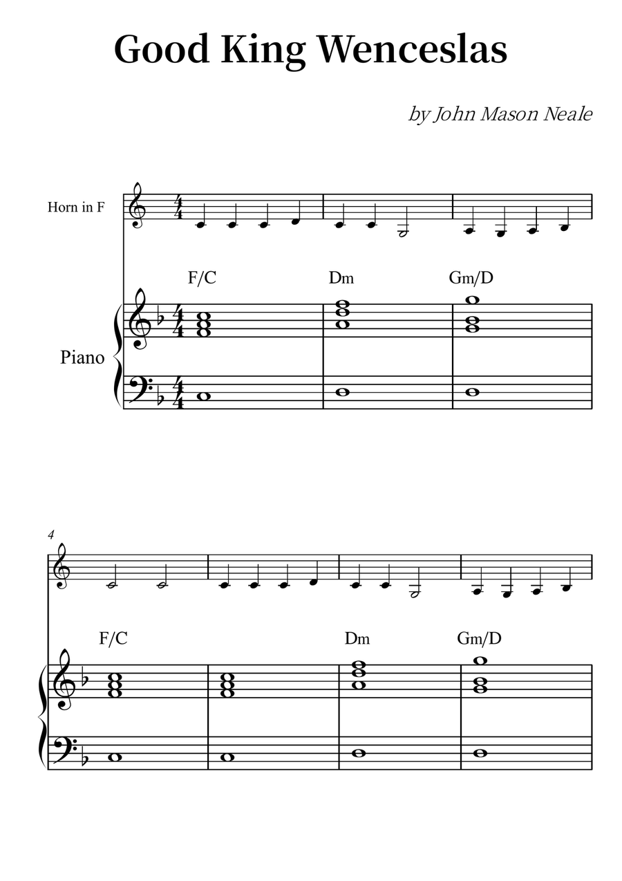 Good King Wenceslas Horn scores gallery preview page 1