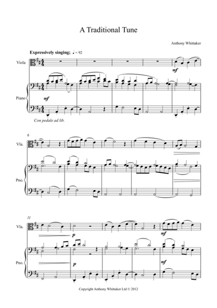 A Traditional Tune for Viola and Piano image number null